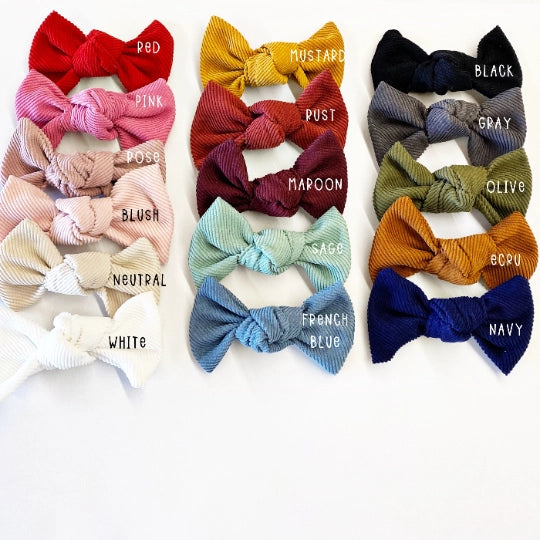 Oversized 5" Knotted Corduroy Nylon Bow - Loch and Ali's Children's Boutique