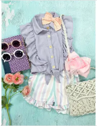 Lavender Linen Ruffle Tank & Shorts Set