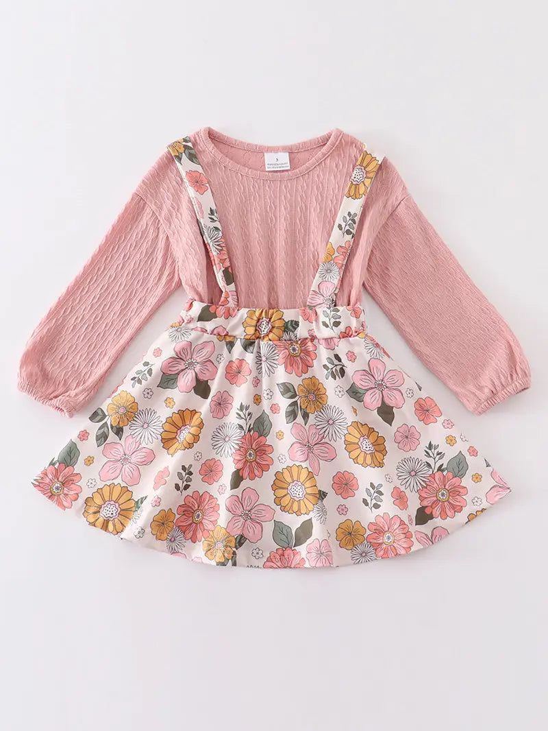 Pink Floral Print Strap Dress - Loch and Ali's Children's Boutique