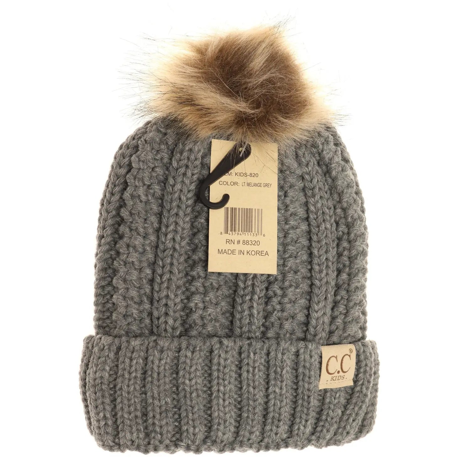 Kids Fuzzy Lined Fur Pom Cc Beanie - Loch and Ali's Children's Boutique