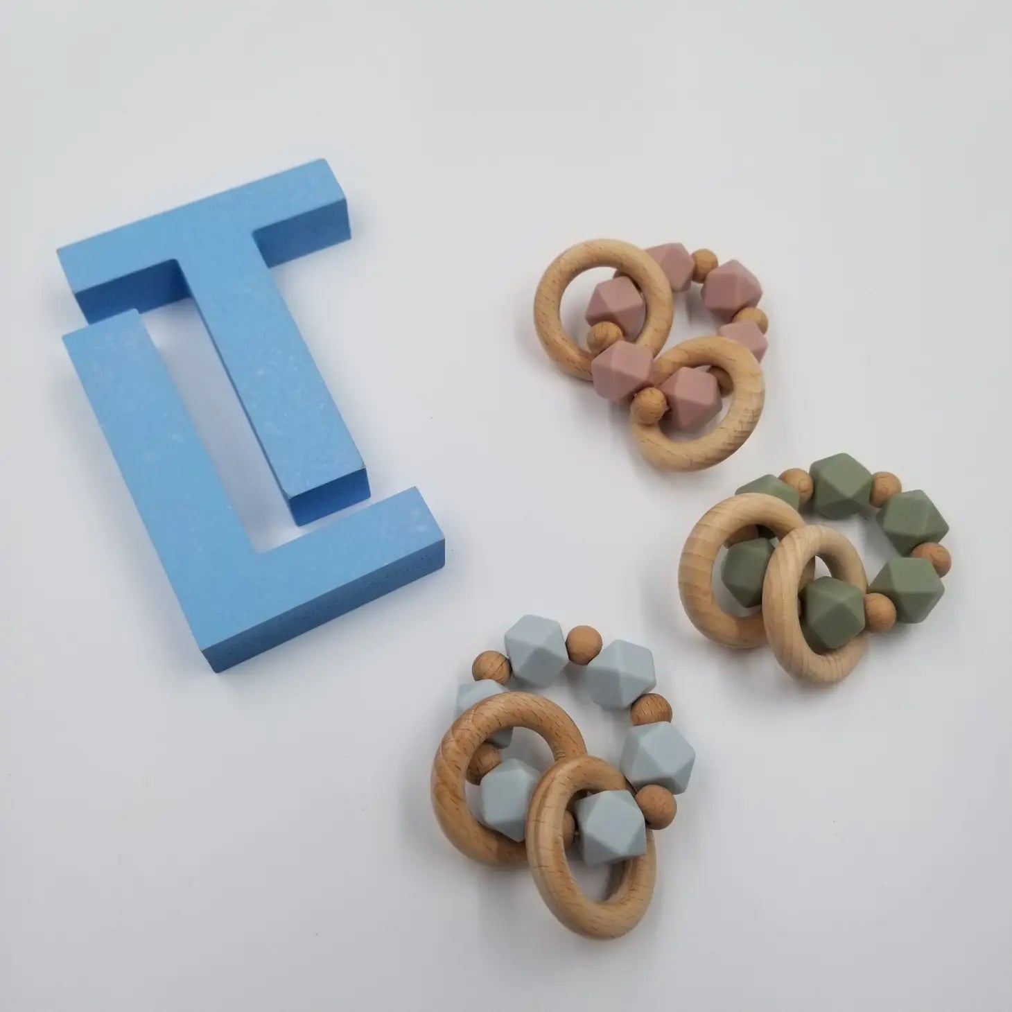 Silicone and Wooden Ring Teething Rattle - Loch and Ali's Children's Boutique