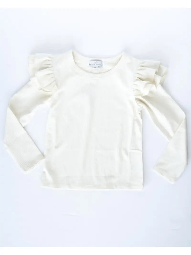 Ruffle Shoulder Top - Cream - Loch and Ali's Children's Boutique