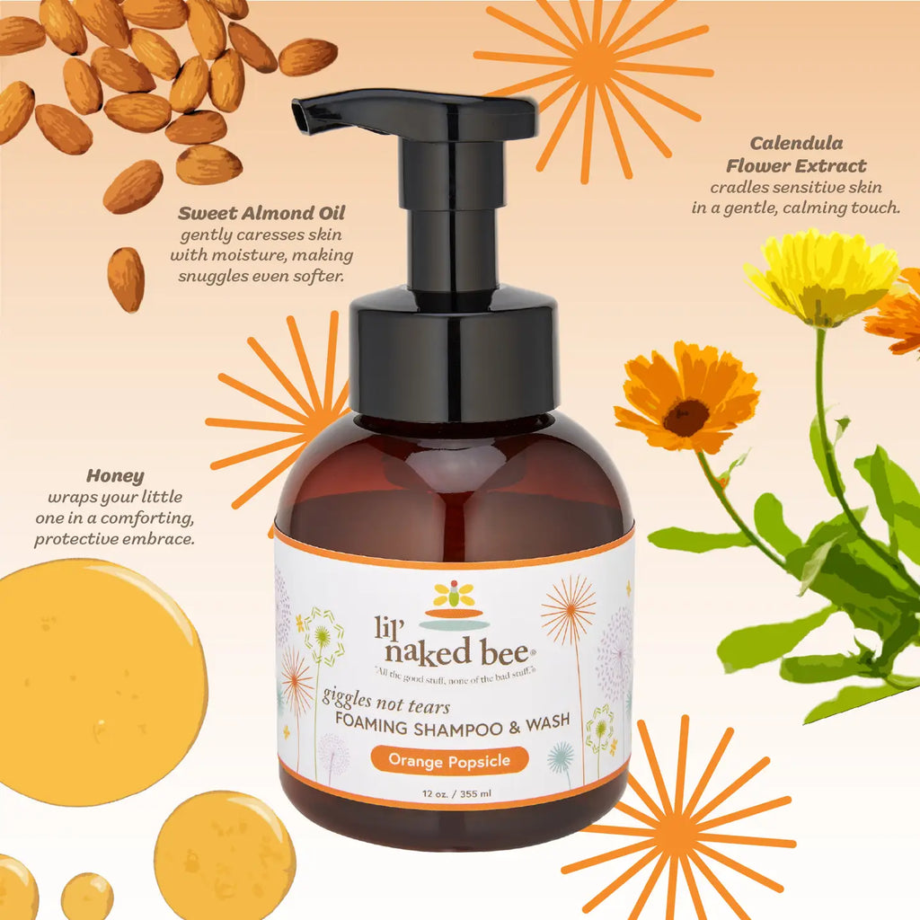 Giggles Not Tears Foaming Shampoo/Wash - Orange Popsicle 12oz