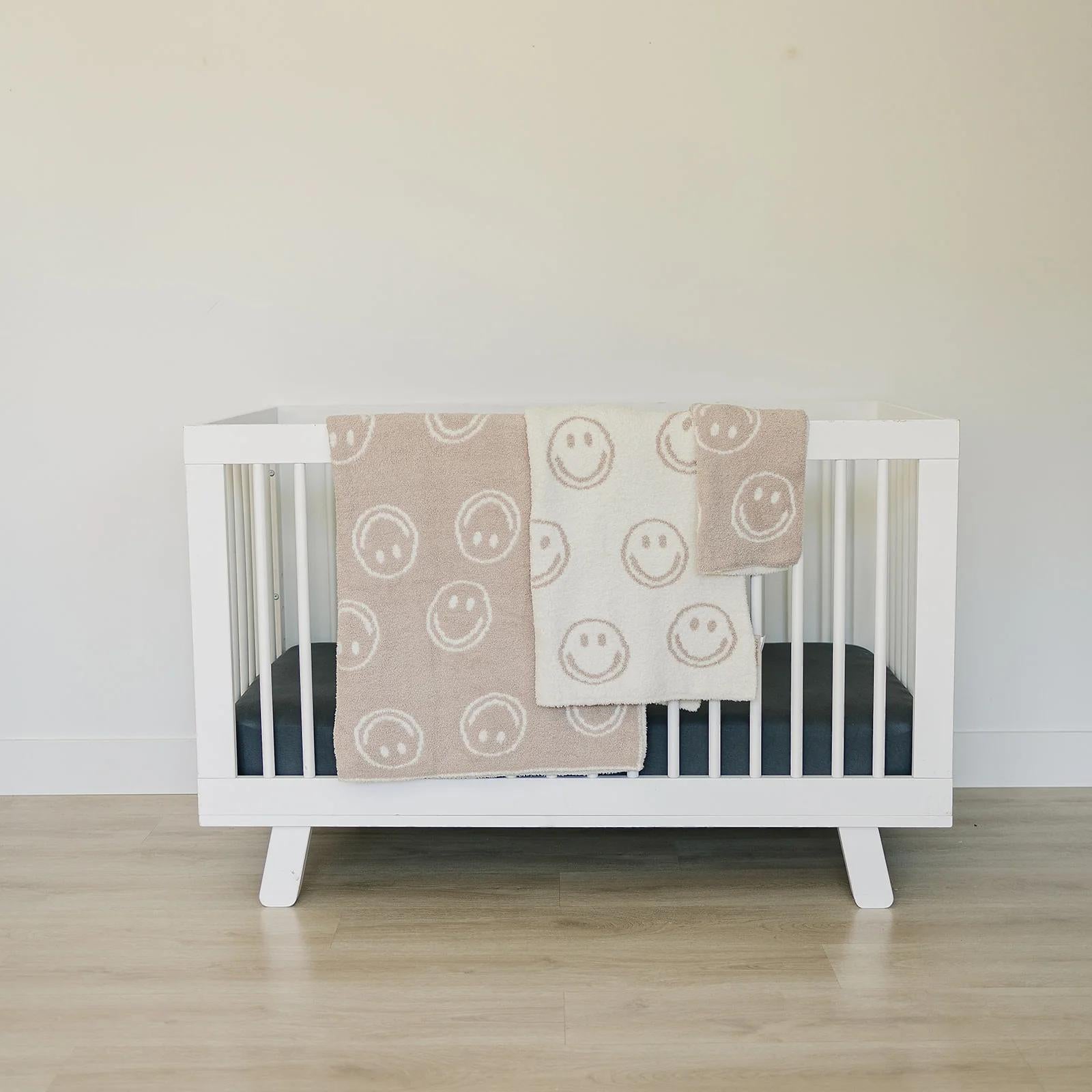 Smiley Taupe Plush Blanket