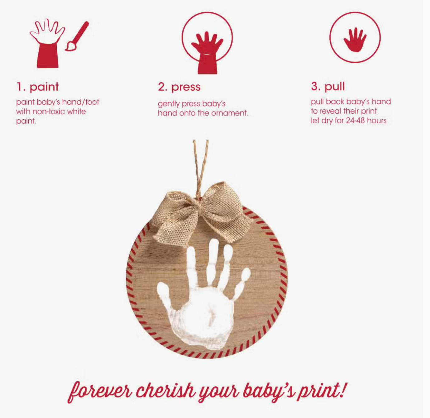 Fill & Print Ornament and Paint Kit, Christmas Rustic Ribbon