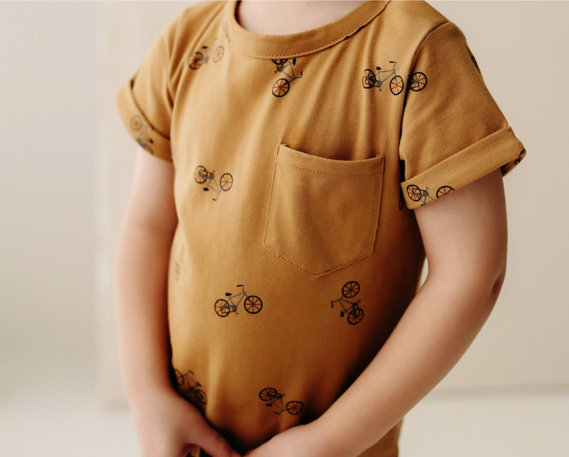 Short Sleeve Romper- Bikes- Saffron