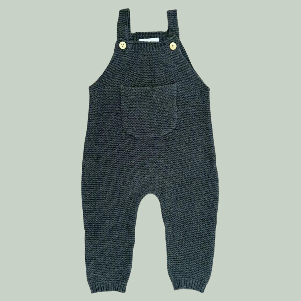 Charcoal Knit Overalls