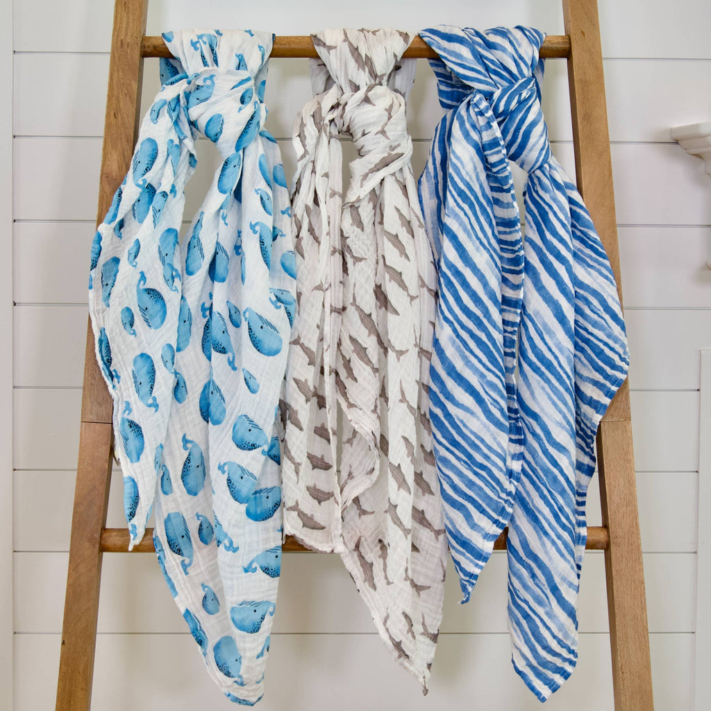 Whale Hello There - Baby Swaddle Blanket Set