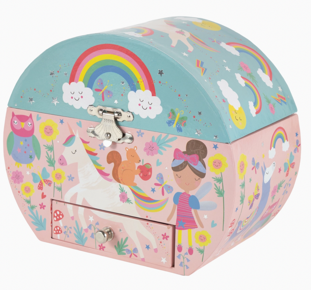 Musical Jewellery Box Oval Shape - Rainbow Fairy