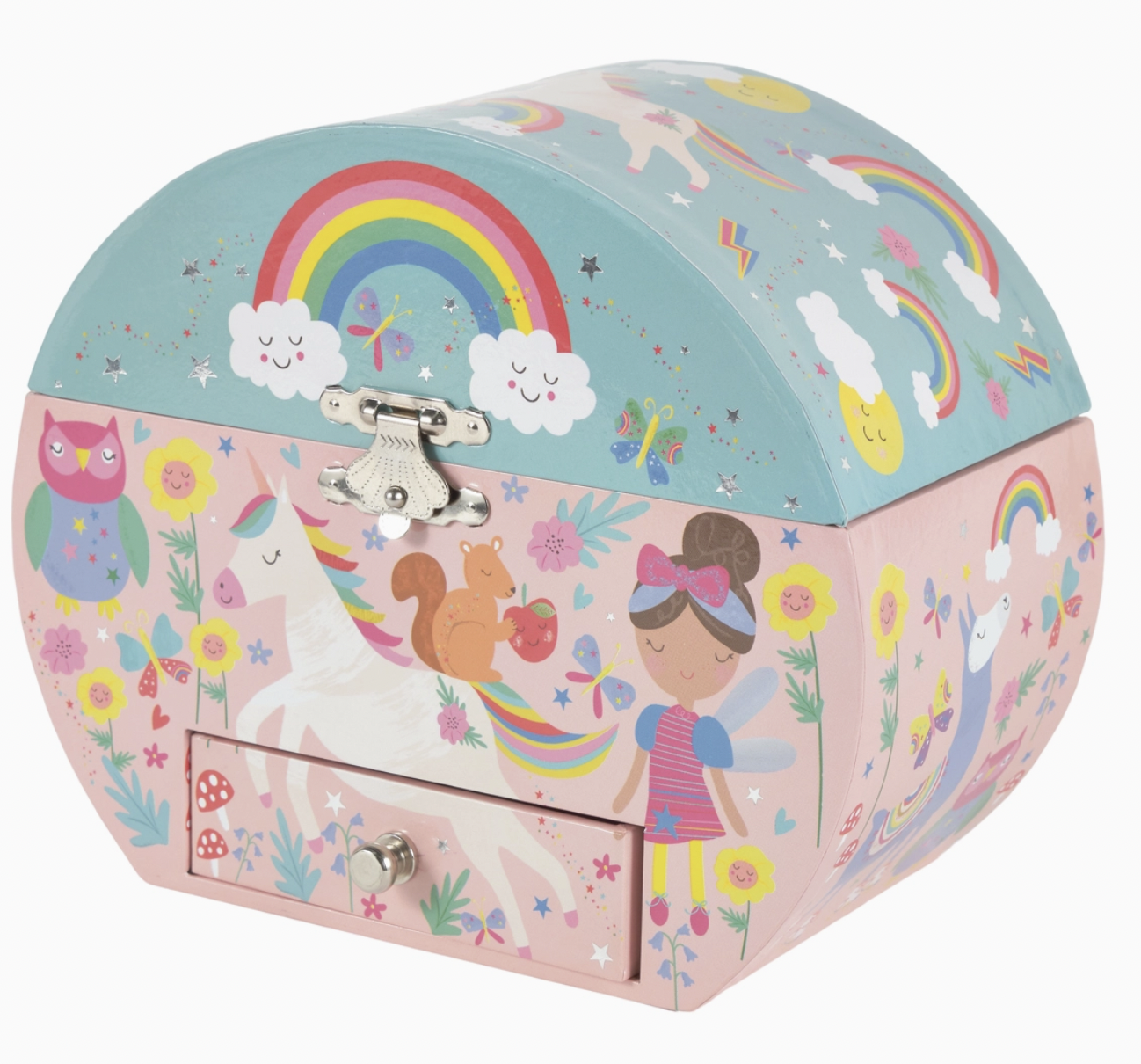 Musical Jewellery Box Oval Shape - Rainbow Fairy