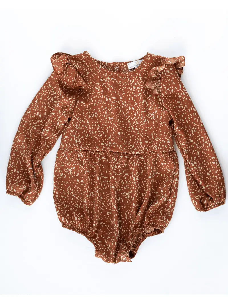 Bubble Shorty Romper - Spiced Orange Spots - Loch and Ali's Children's Boutique