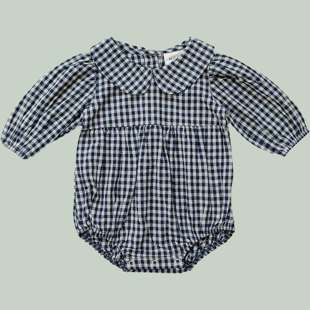 Gingham LS Bubble Romper