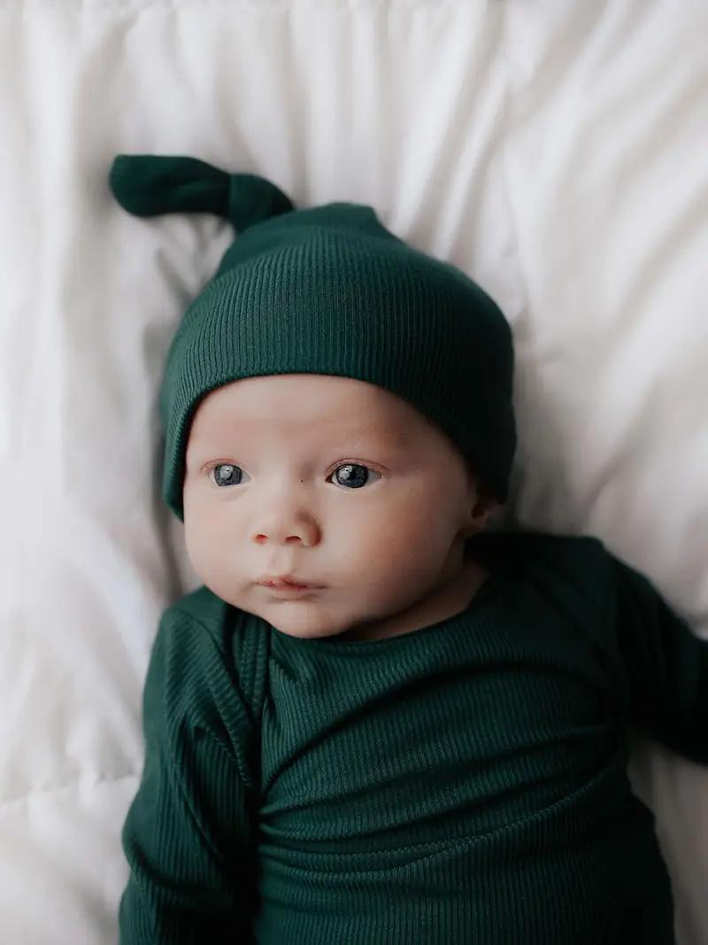 Forest Green Ribbed Knotted Gown