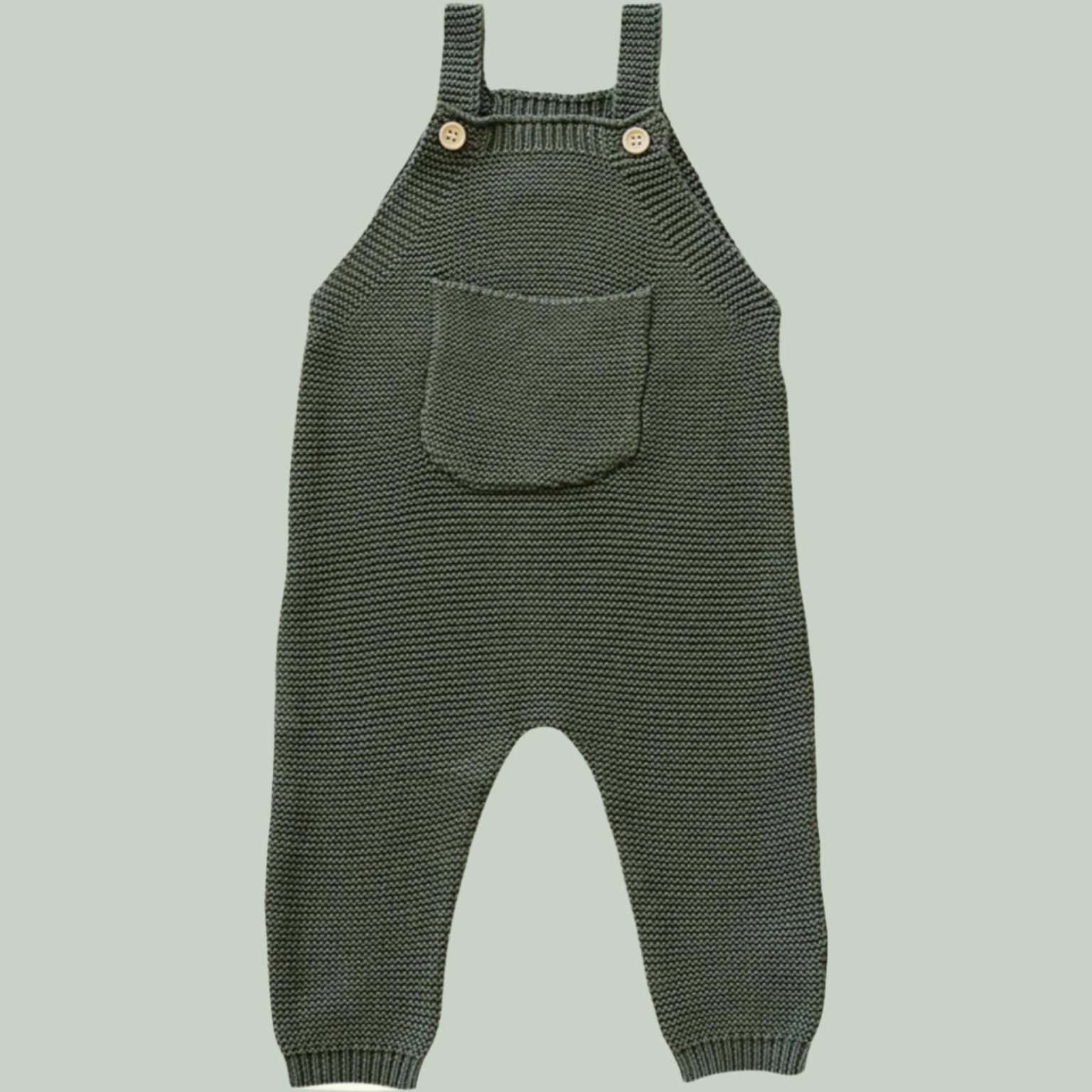 Olive Knit Overalls