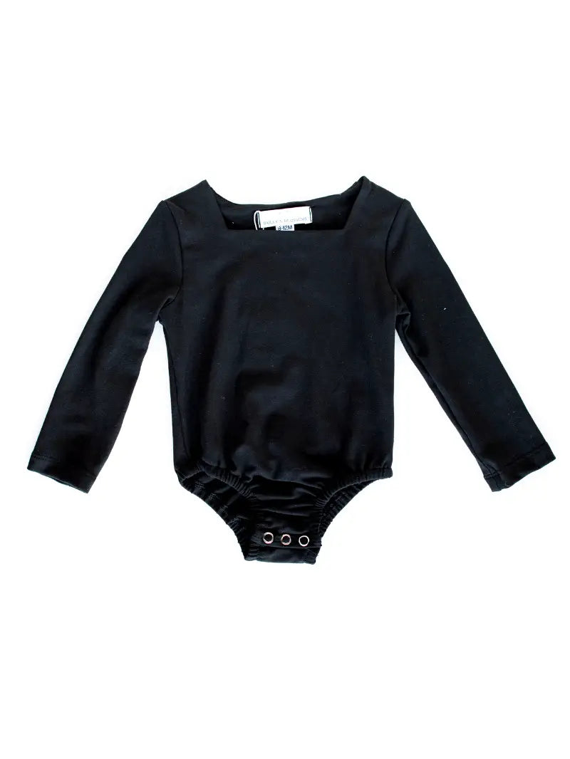 Square Neck Long Sleeve Leotard - Black - Loch and Ali's Children's Boutique