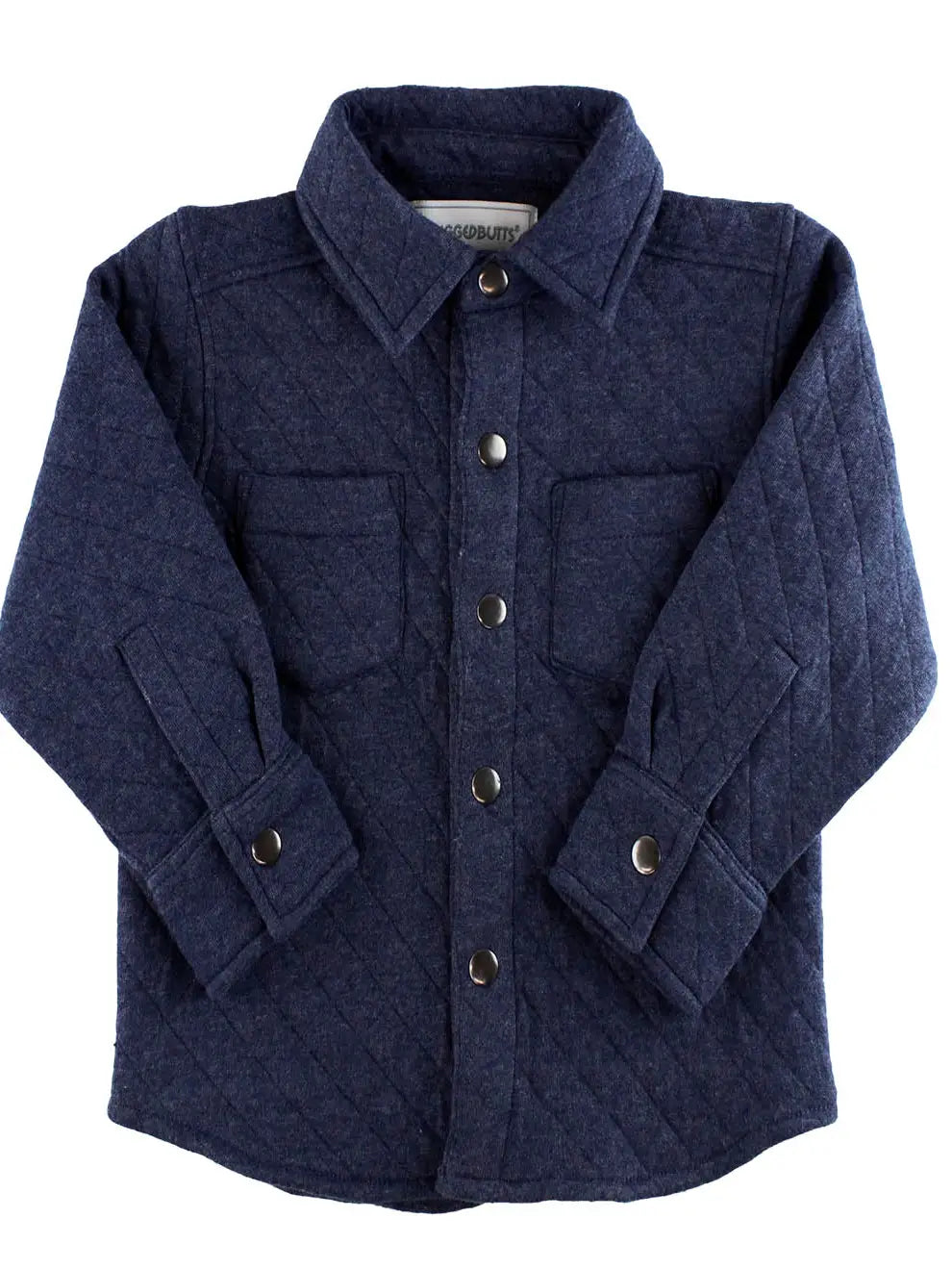 Heather Navy Quilted Knit Long Sleeve Button Down Shirt - Loch and Ali's Children's Boutique