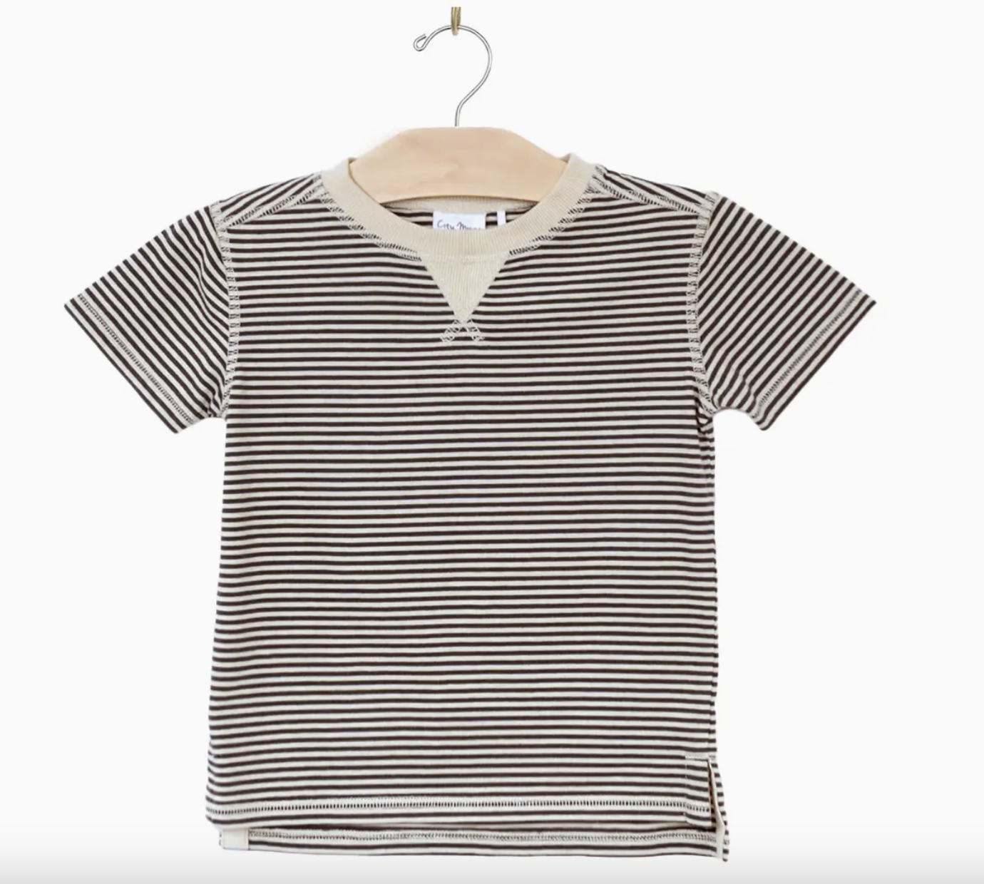 Whistle Patch Tee- Stripes- Charcoal
